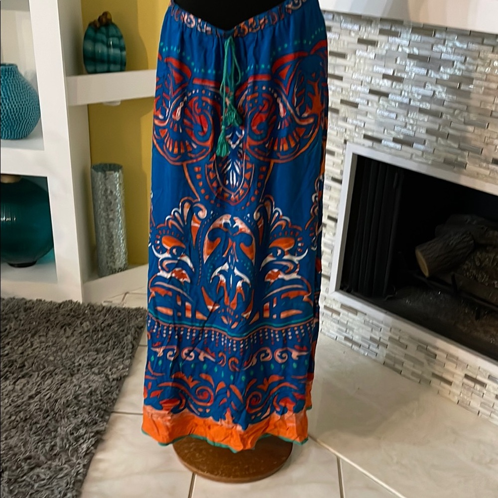 Flying Tomato Blue and Orange Maxi Skirt